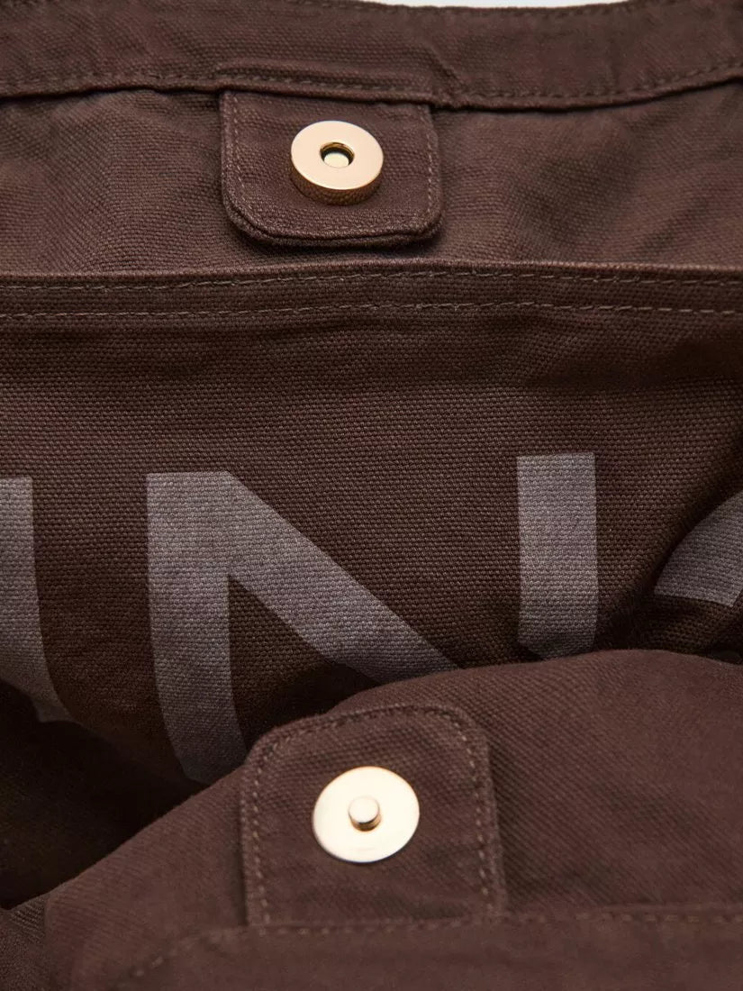 Mango cotton tote bag in chocolate colour, British product