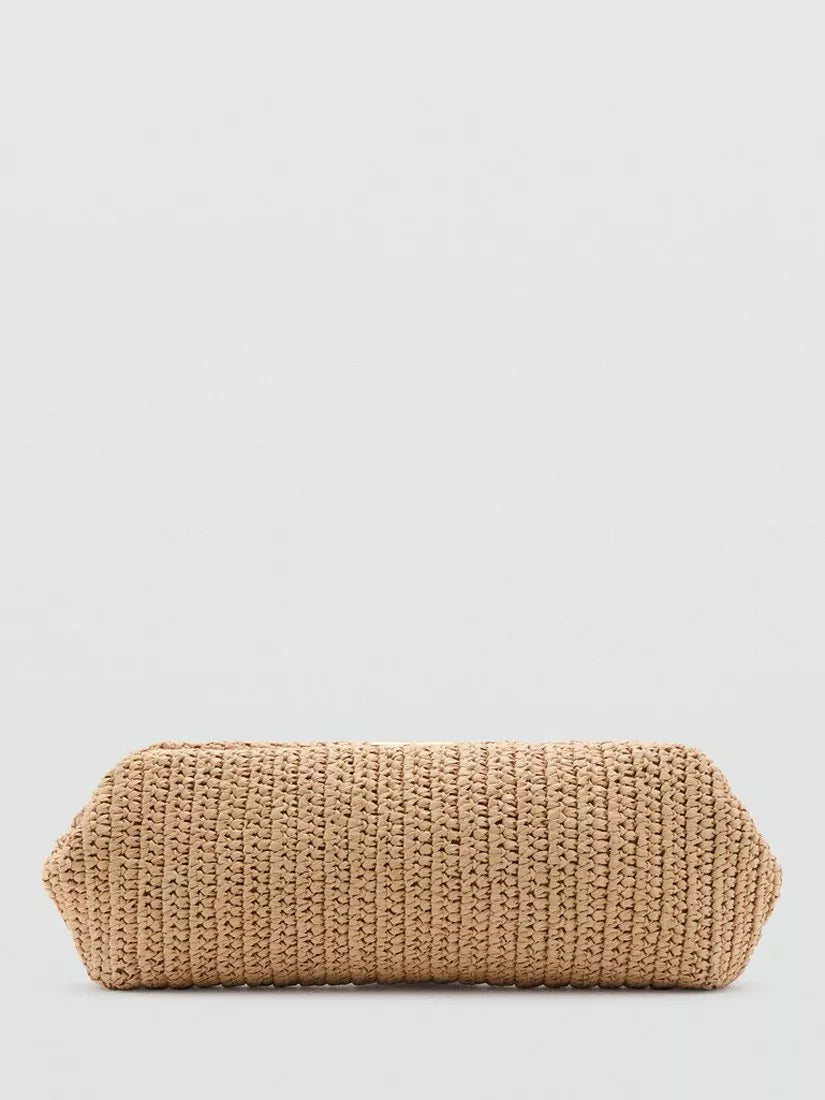 Mango beaded strap clutch bag in beige, imported from the UK