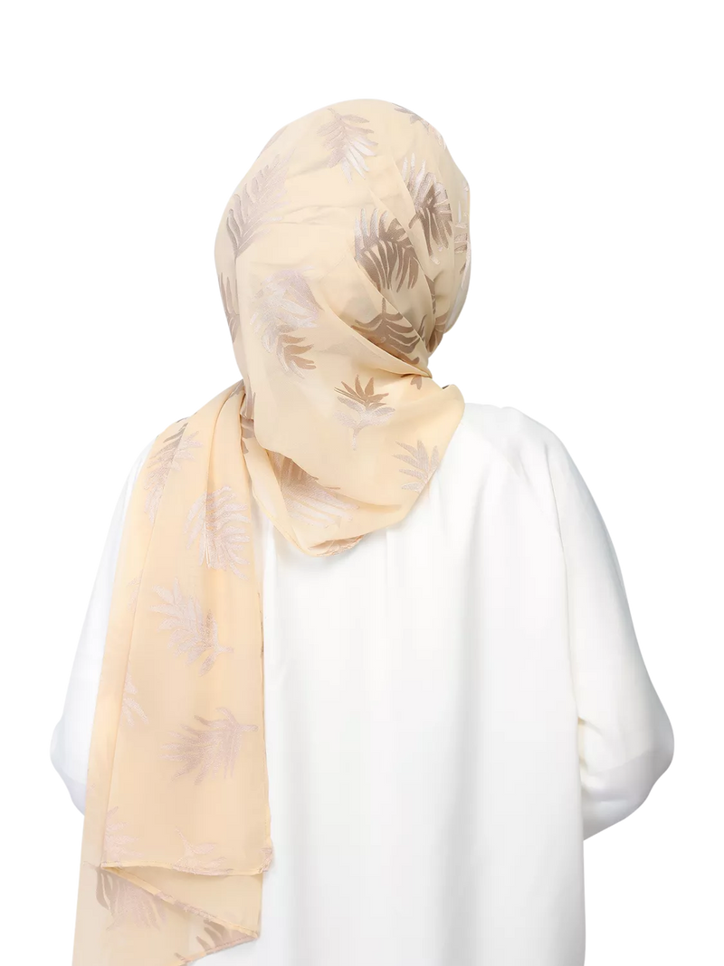 Bokitta Nakheel palm print shawl set in gold, imported from the UK