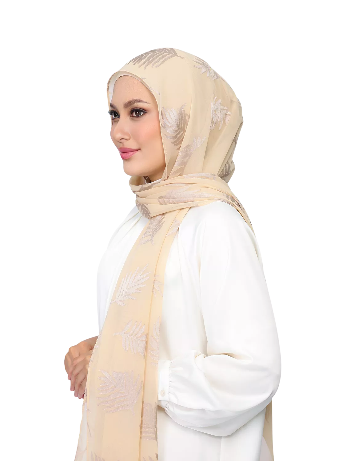 Bokitta Nakheel palm print shawl set in gold, imported from the UK