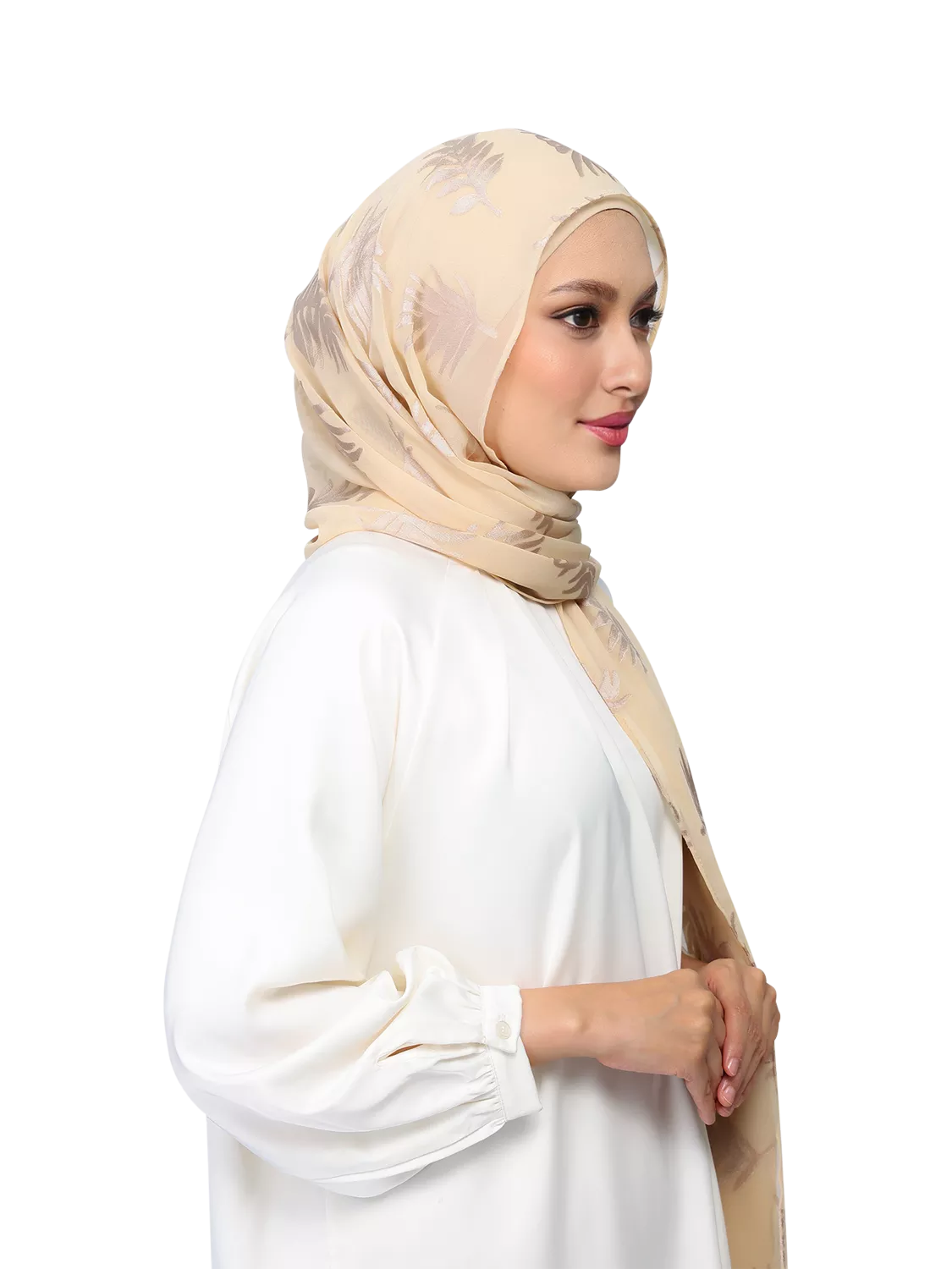Bokitta Nakheel palm print shawl set in gold, imported from the UK