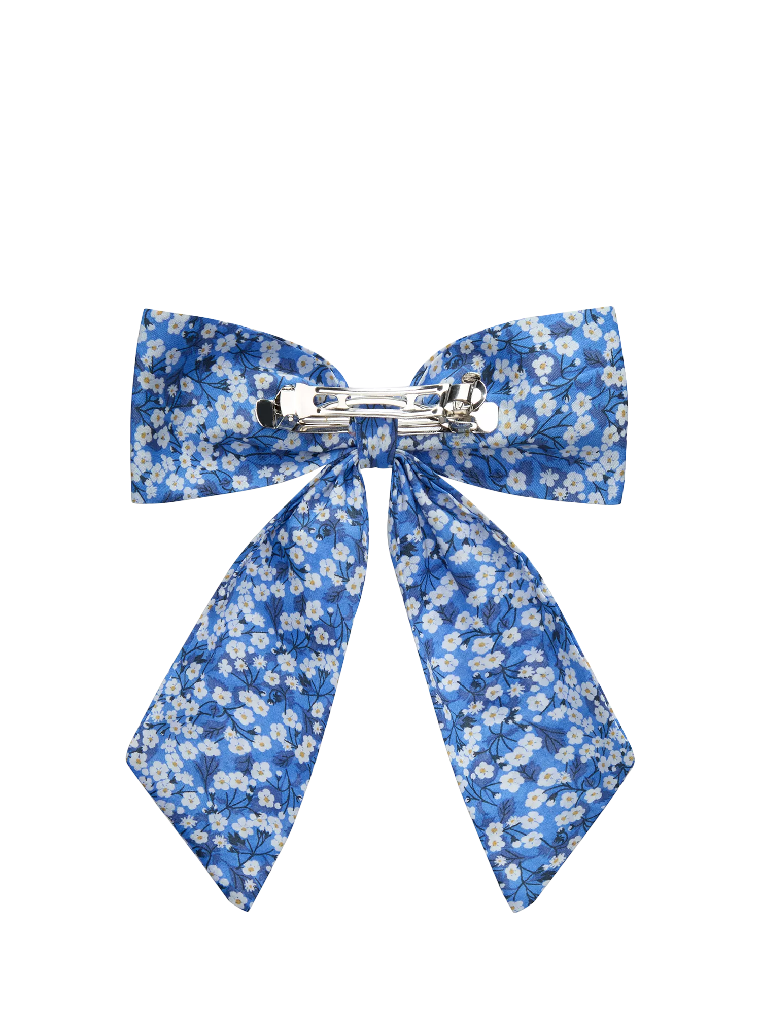 Trotters bow hair clip Blue/Multi floral, imported from the UK
