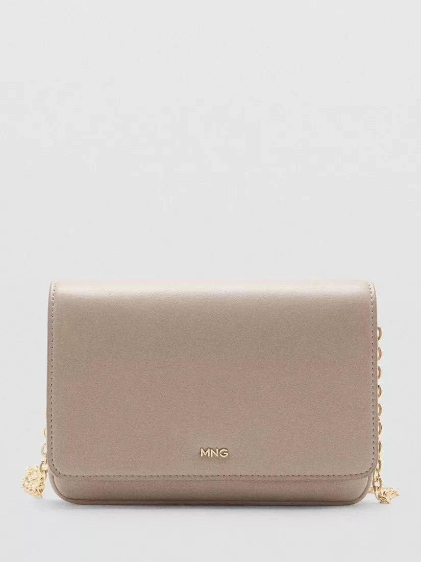 Mango chain-strap mini crossbody bag cream UK version