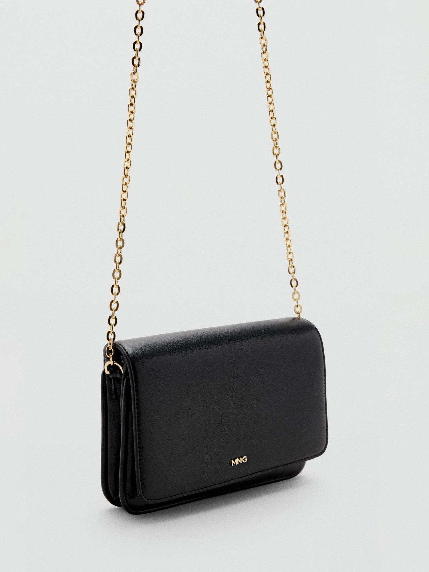 Mango mini crossbody bag with chain strap black - British product