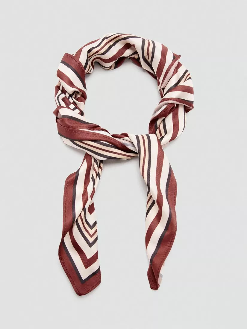 Mango geometric square scarf terracotta 70x70cm, imported from the UK