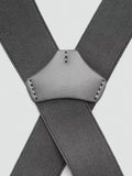 Mango grey braces with leather trim, UK version