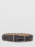 Mango braided leather belt in brown - British product
