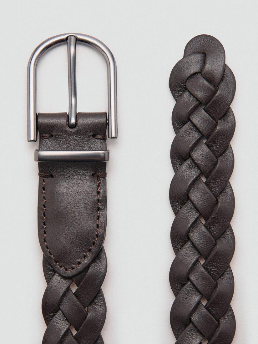 Mango braided leather belt in brown - British product