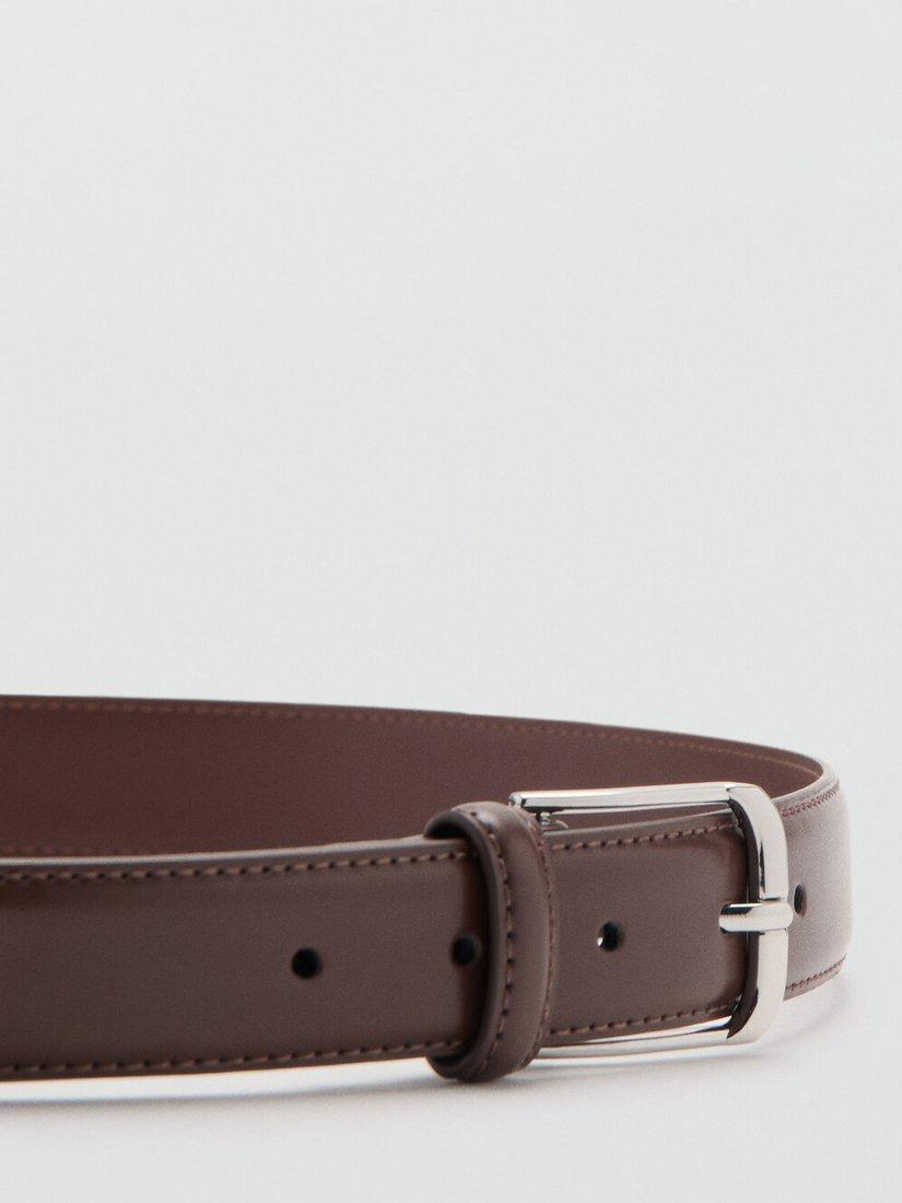 Mango leather belt brown with hand-stitched edges, imported from the UK