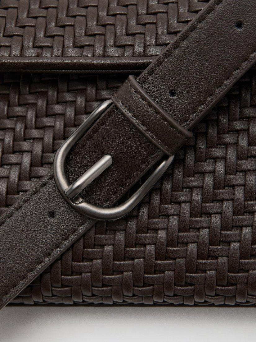 Mango woven crossbody bag brown compact, imported from the UK