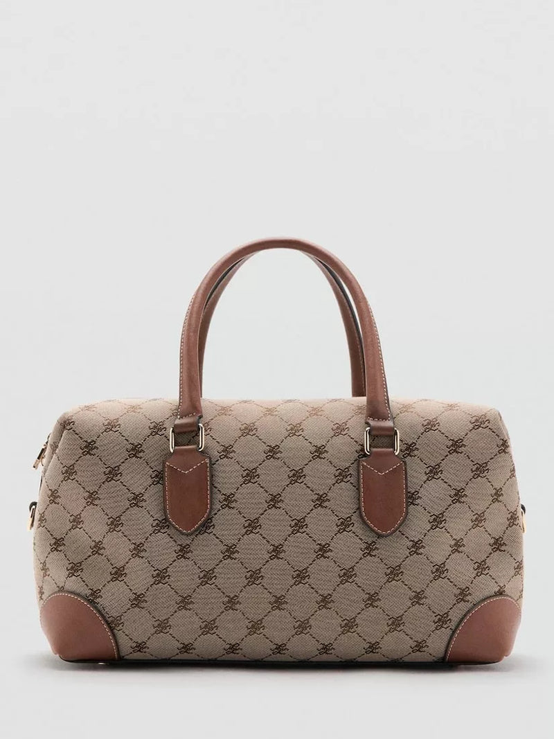 Mango jacquard logo bowling bag brown (British brand)