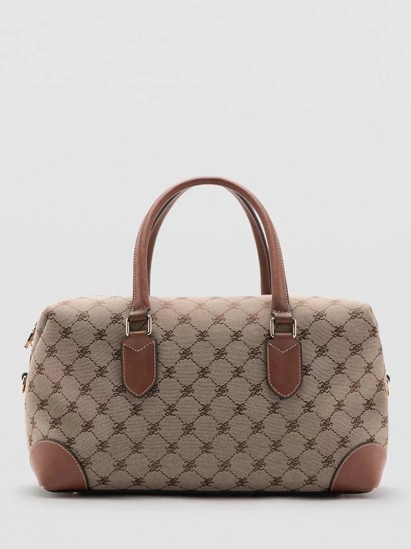 Mango jacquard logo bowling bag brown (British brand)