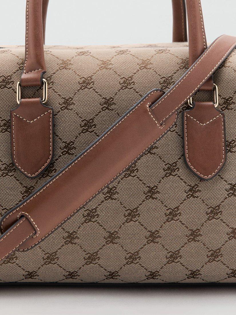 Mango jacquard logo bowling bag brown (British brand)