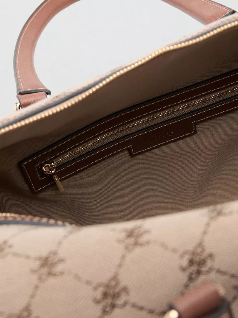 Mango jacquard logo bowling bag brown (British brand)