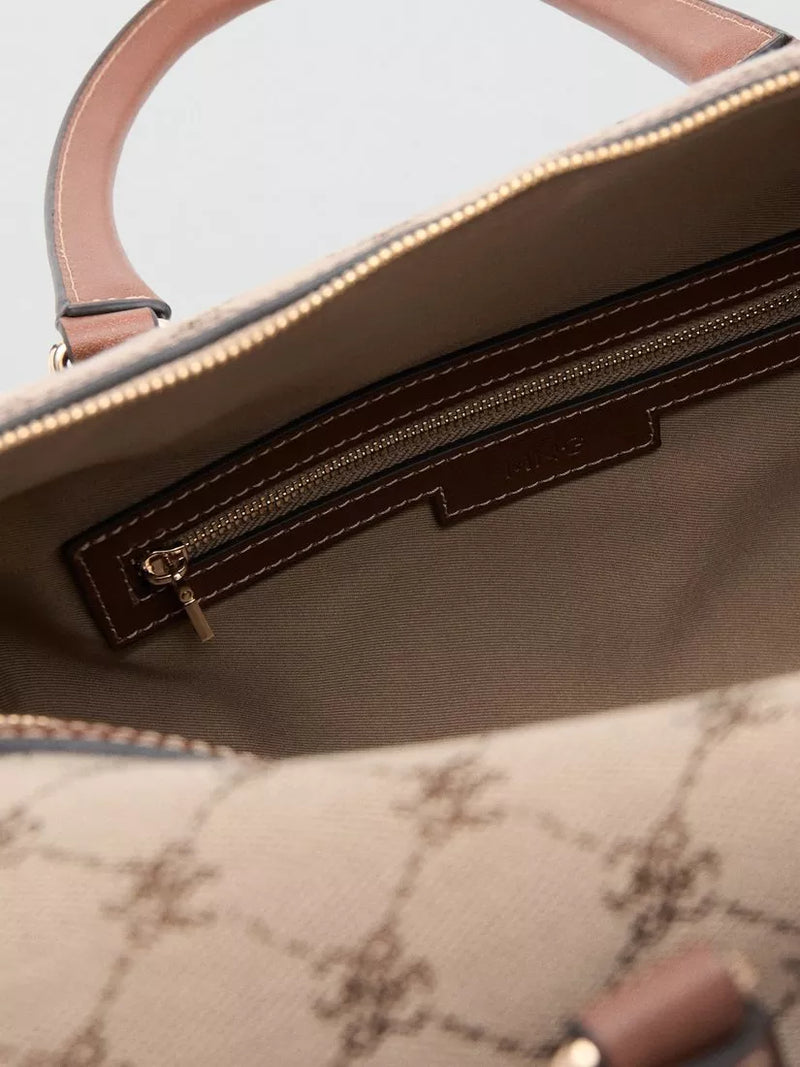 Mango jacquard logo bowling bag brown (British brand)