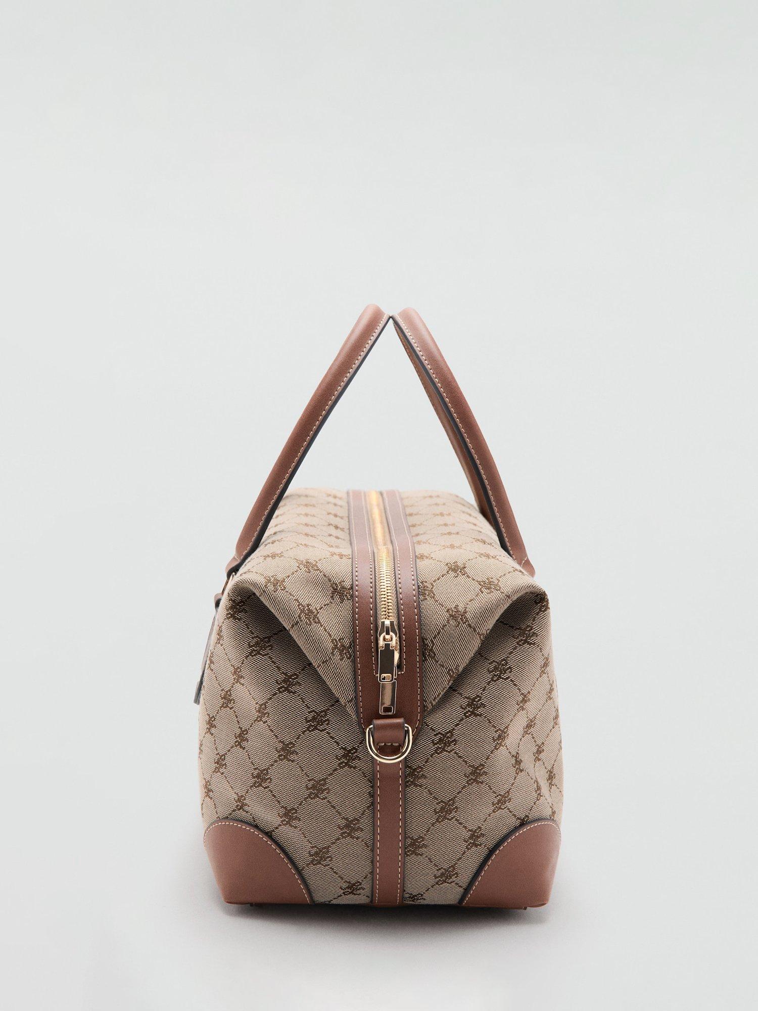 Mango jacquard logo bowling bag brown (British brand)