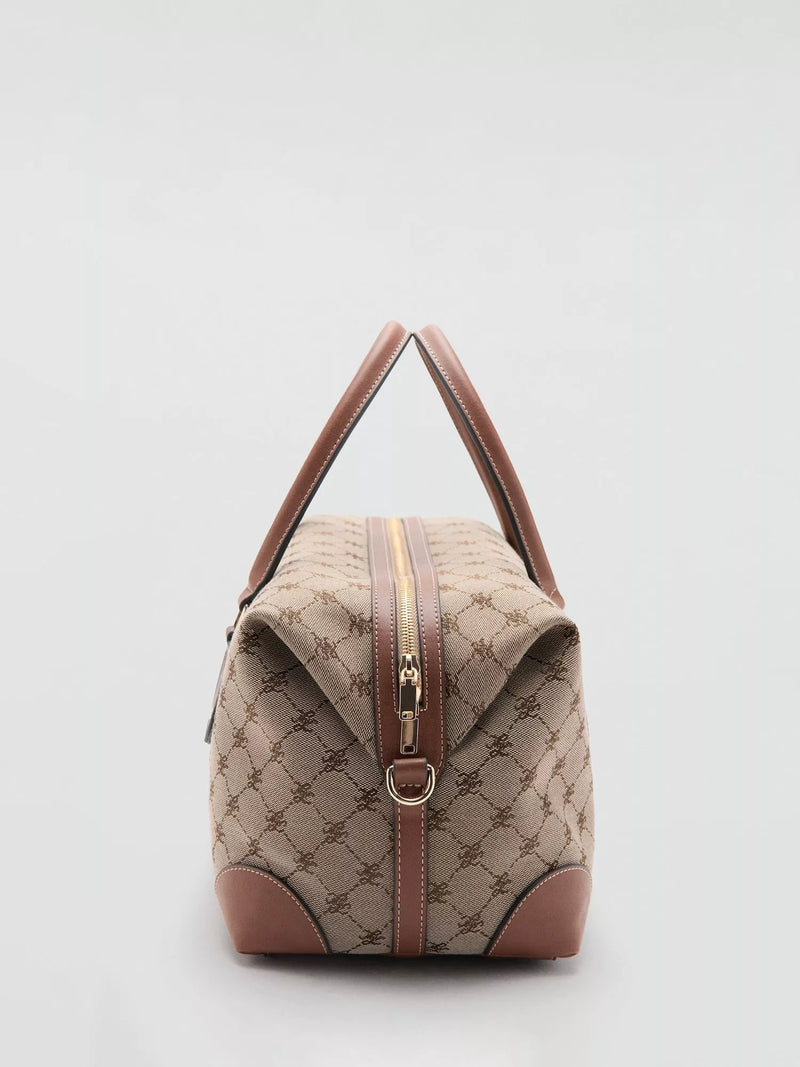 Mango jacquard logo bowling bag brown (British brand)