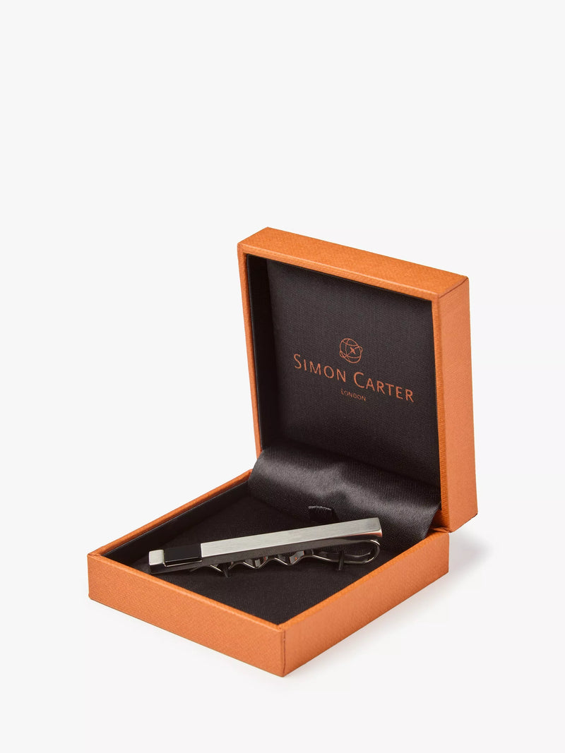 Simon Carter Onyx brushed tie slide, imported from the UK