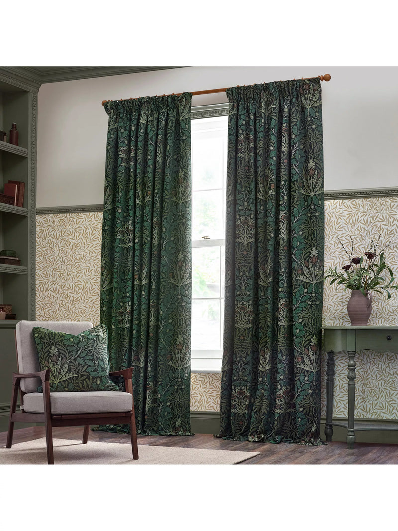 Morris & Co. Acorn jacquard lined pencil pleat curtains 168x137cm - British product