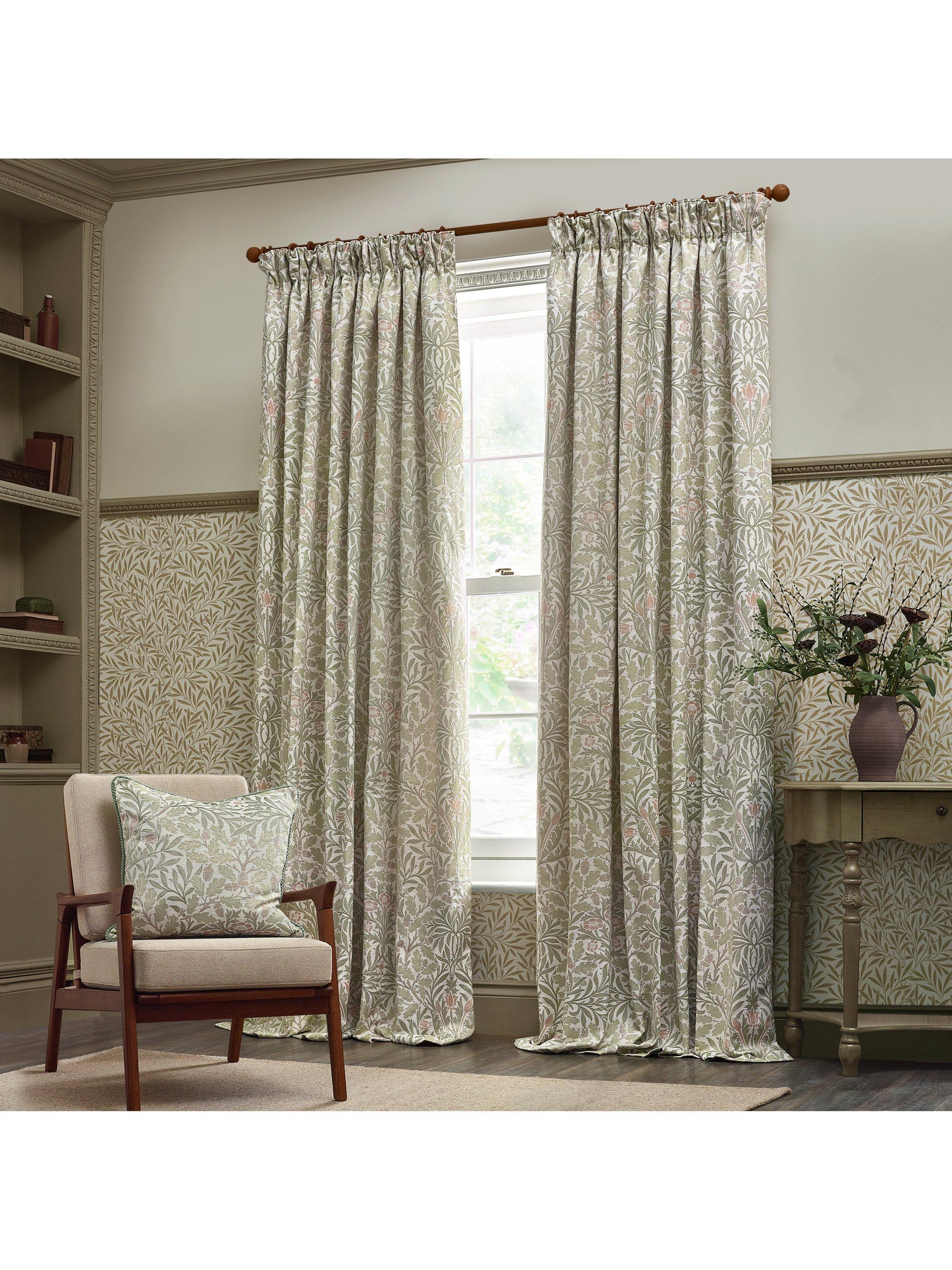 Morris & Co. Acorn jacquard lined pencil pleat curtains 168x137cm - British product