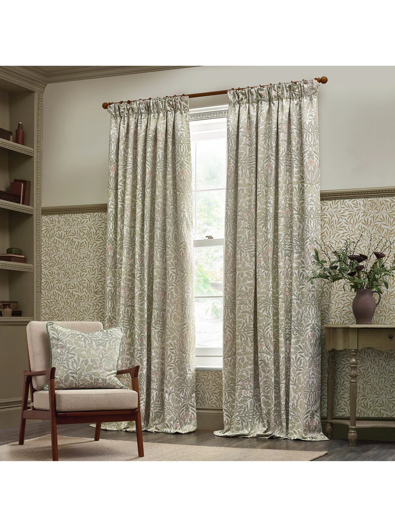 Morris & Co. Acorn Jacquard Lined Pencil Pleat Curtain Pair, 168cm x 137cm