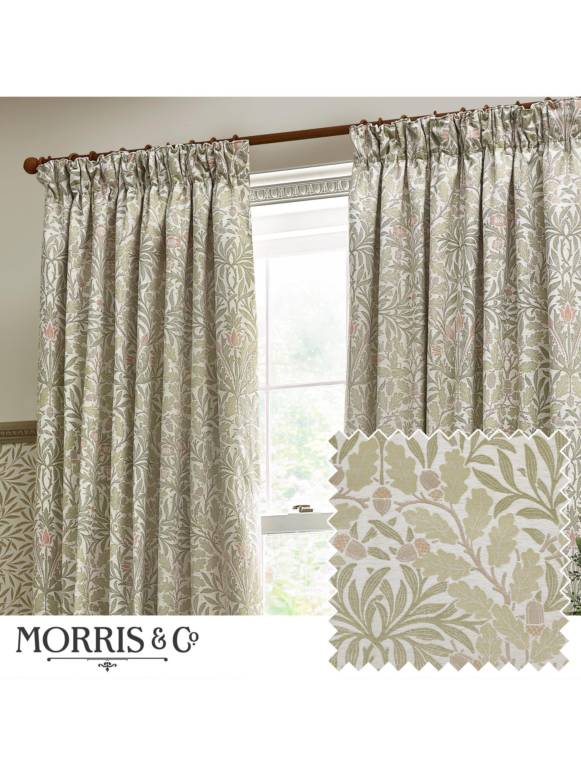 Morris & Co. Acorn jacquard lined pencil pleat curtains 168x137cm - British product
