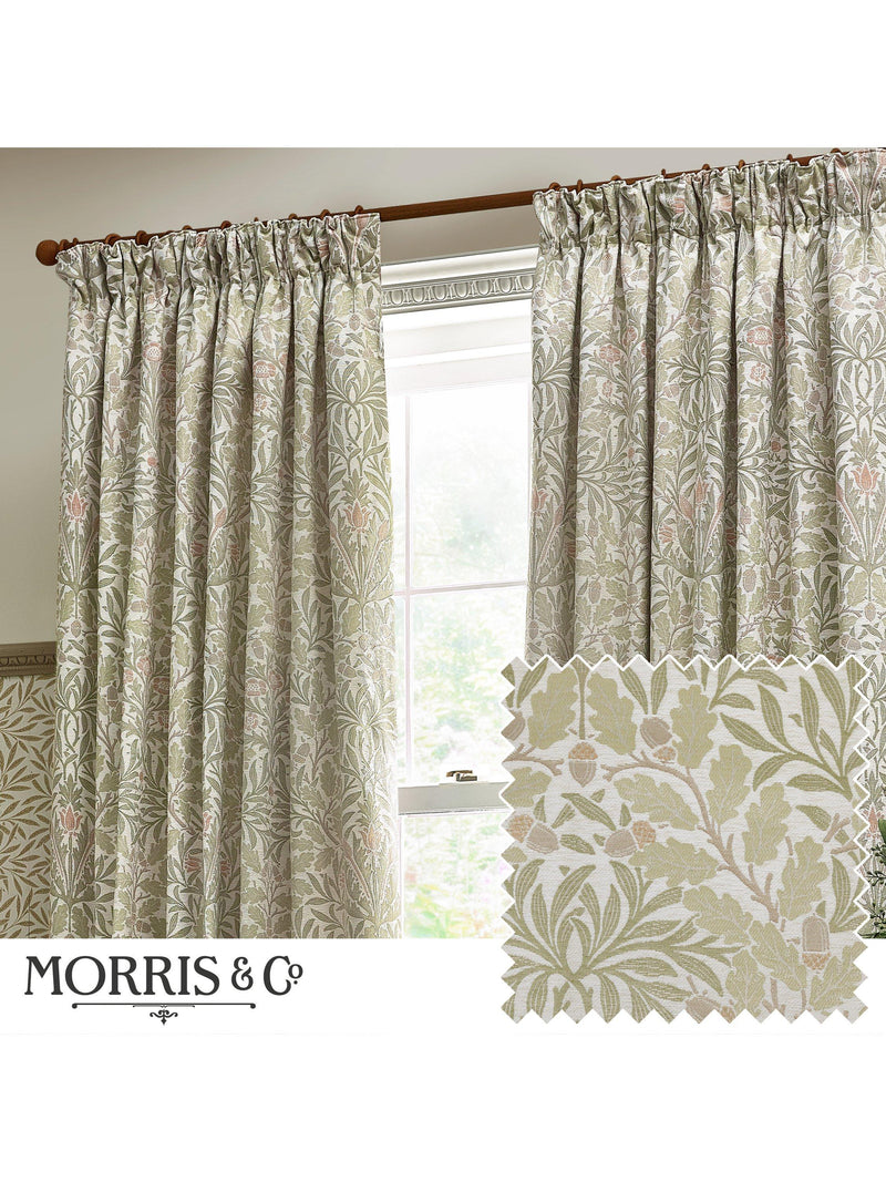 Morris & Co. Acorn jacquard lined pencil pleat curtains 168x137cm - British product