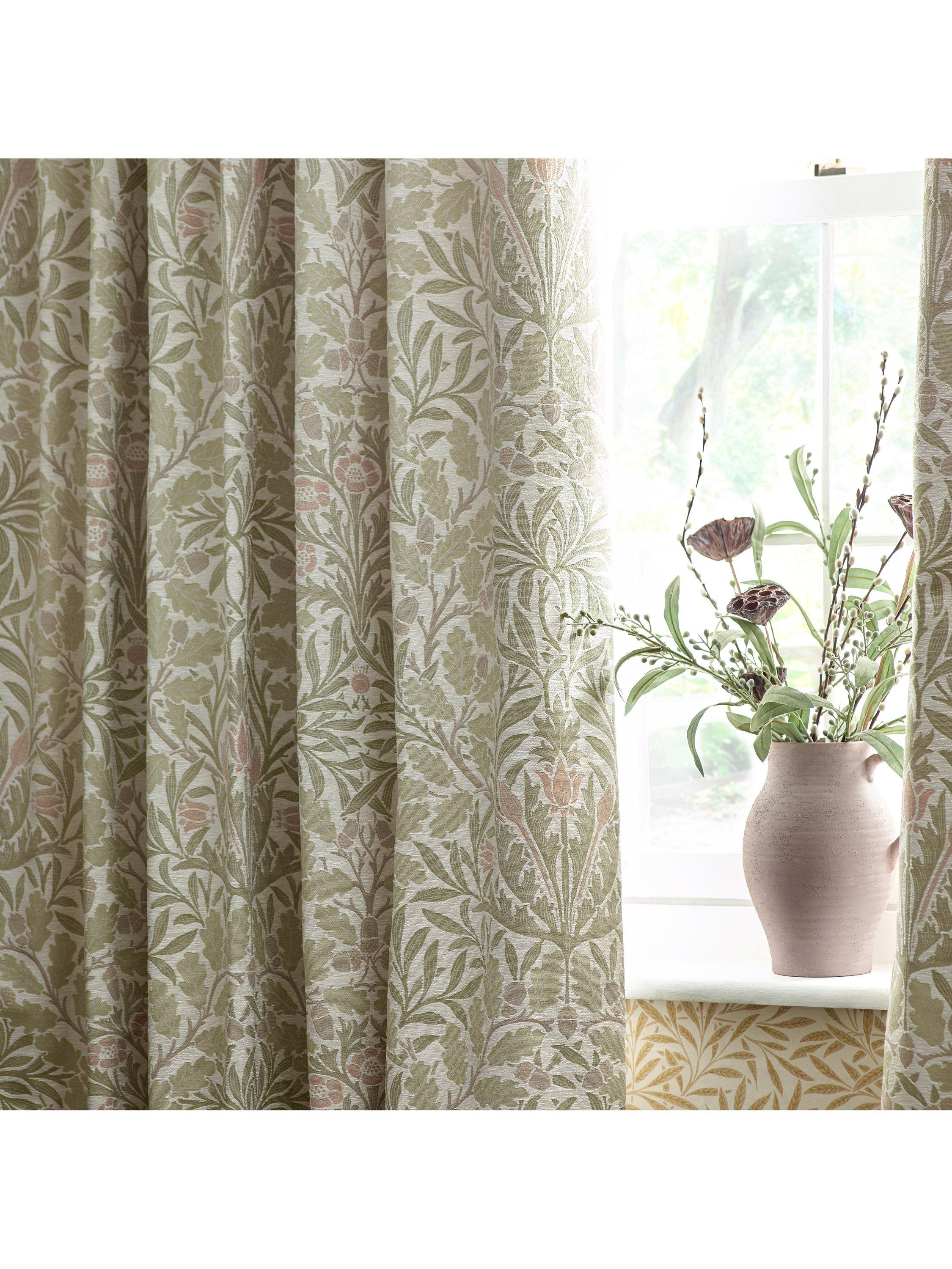 Morris & Co. Acorn jacquard lined pencil pleat curtains 168x137cm - British product