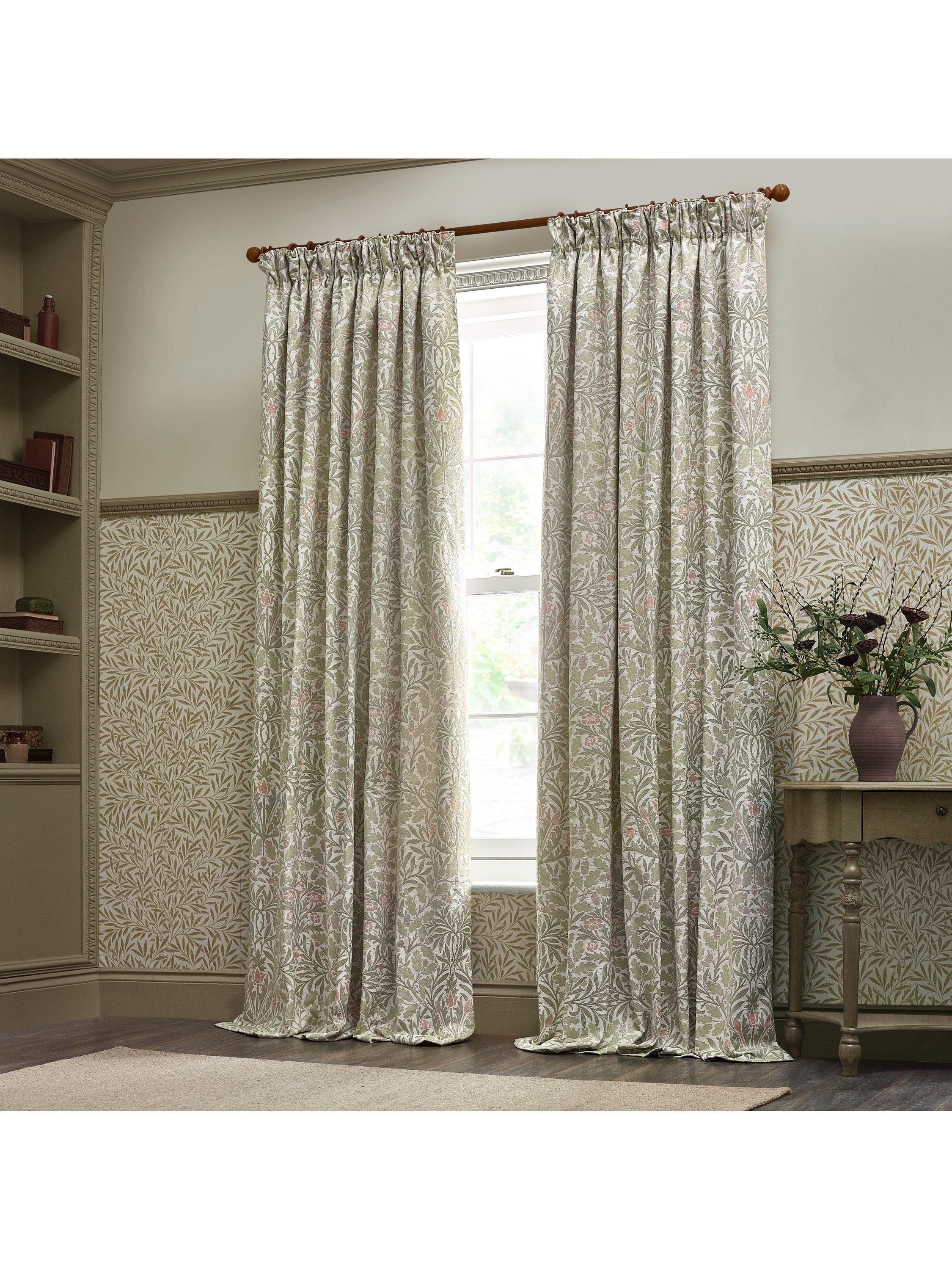 Morris & Co. Acorn jacquard lined pencil pleat curtains 168x137cm - British product