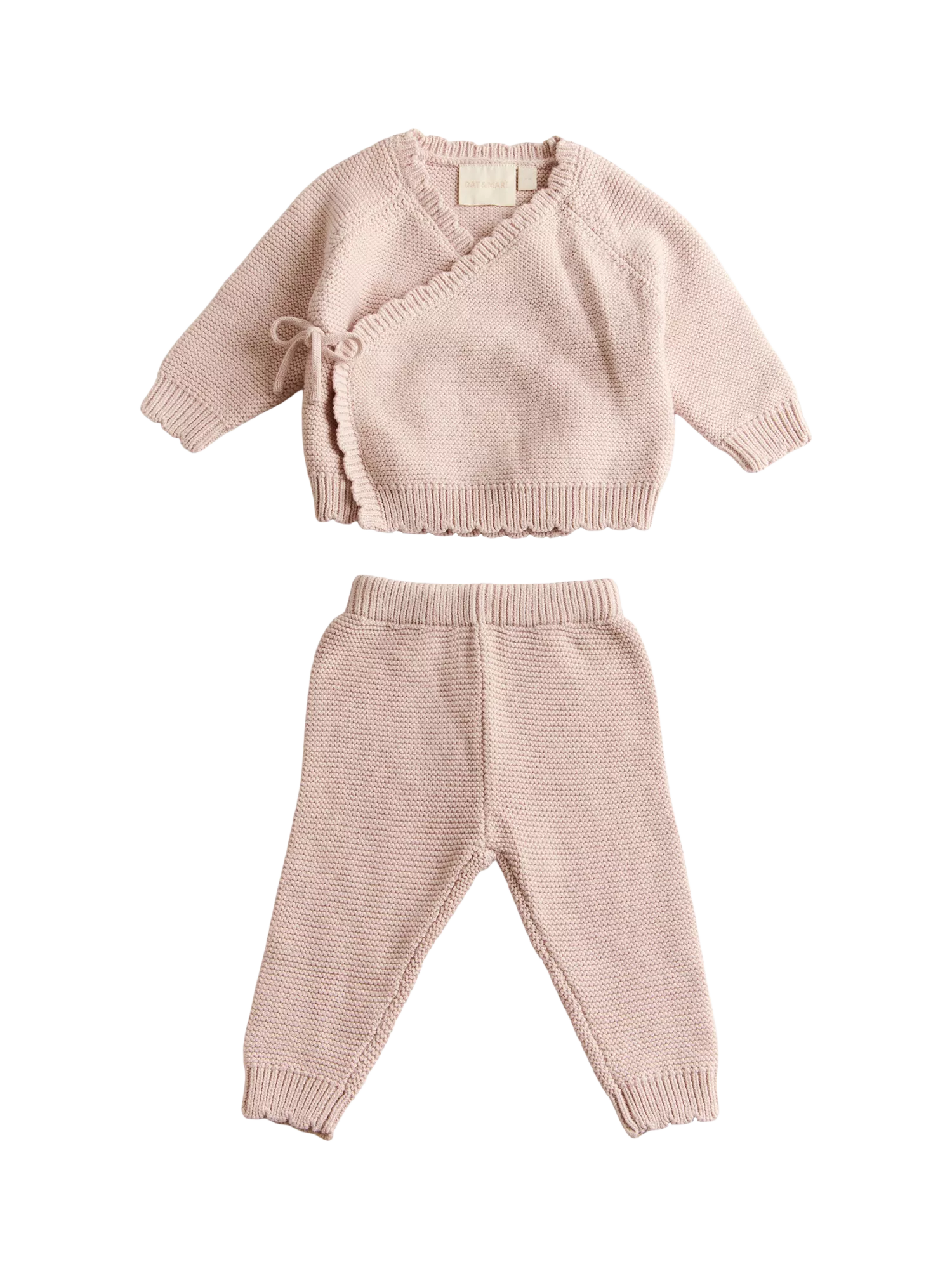 Oat & Marl baby knit set in delicately pink - British product