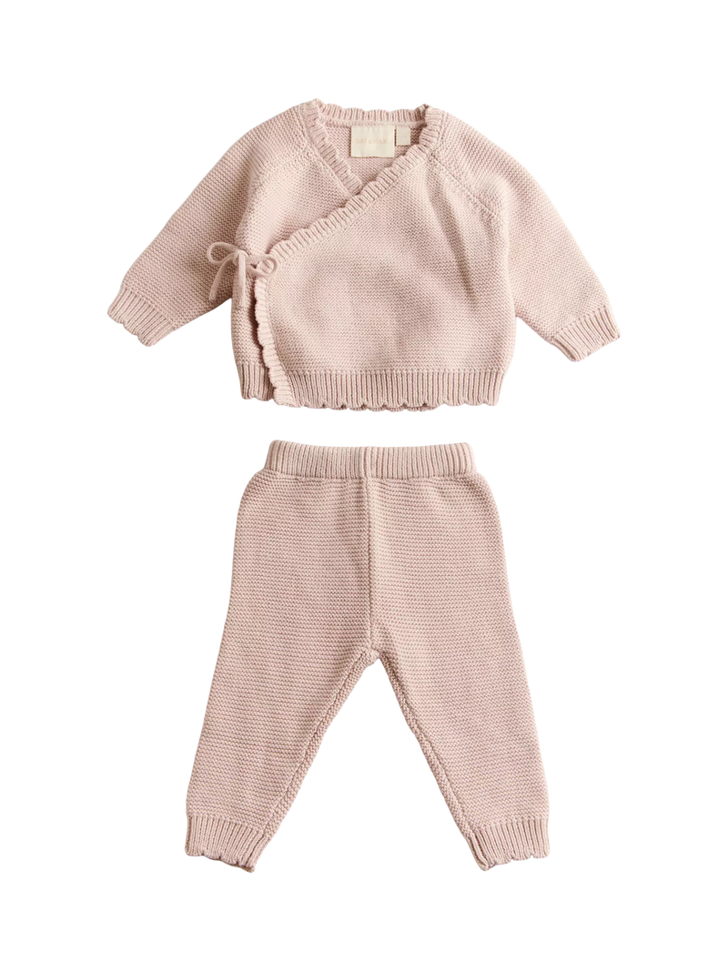 Oat & Marl baby knit set in delicately pink - British product
