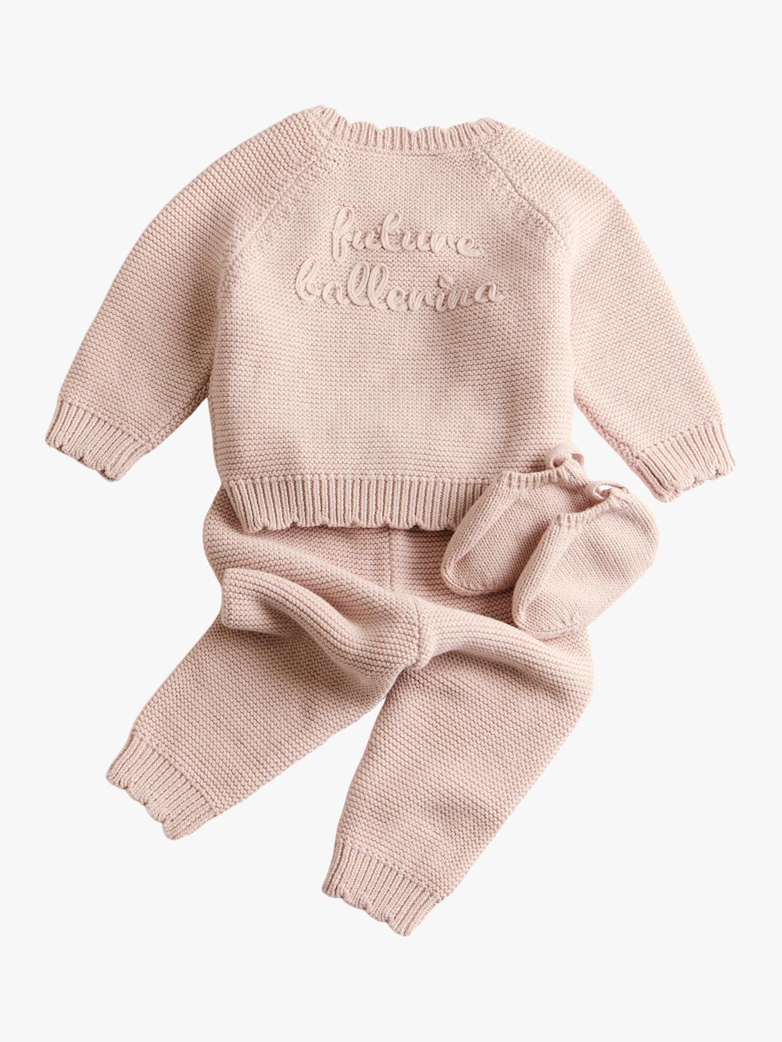 Oat & Marl baby knit set in delicately pink - British product