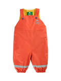 Frugi baby waterproof dungarees in Fire colour - British product