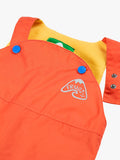 Frugi baby waterproof dungarees in Fire colour - British product