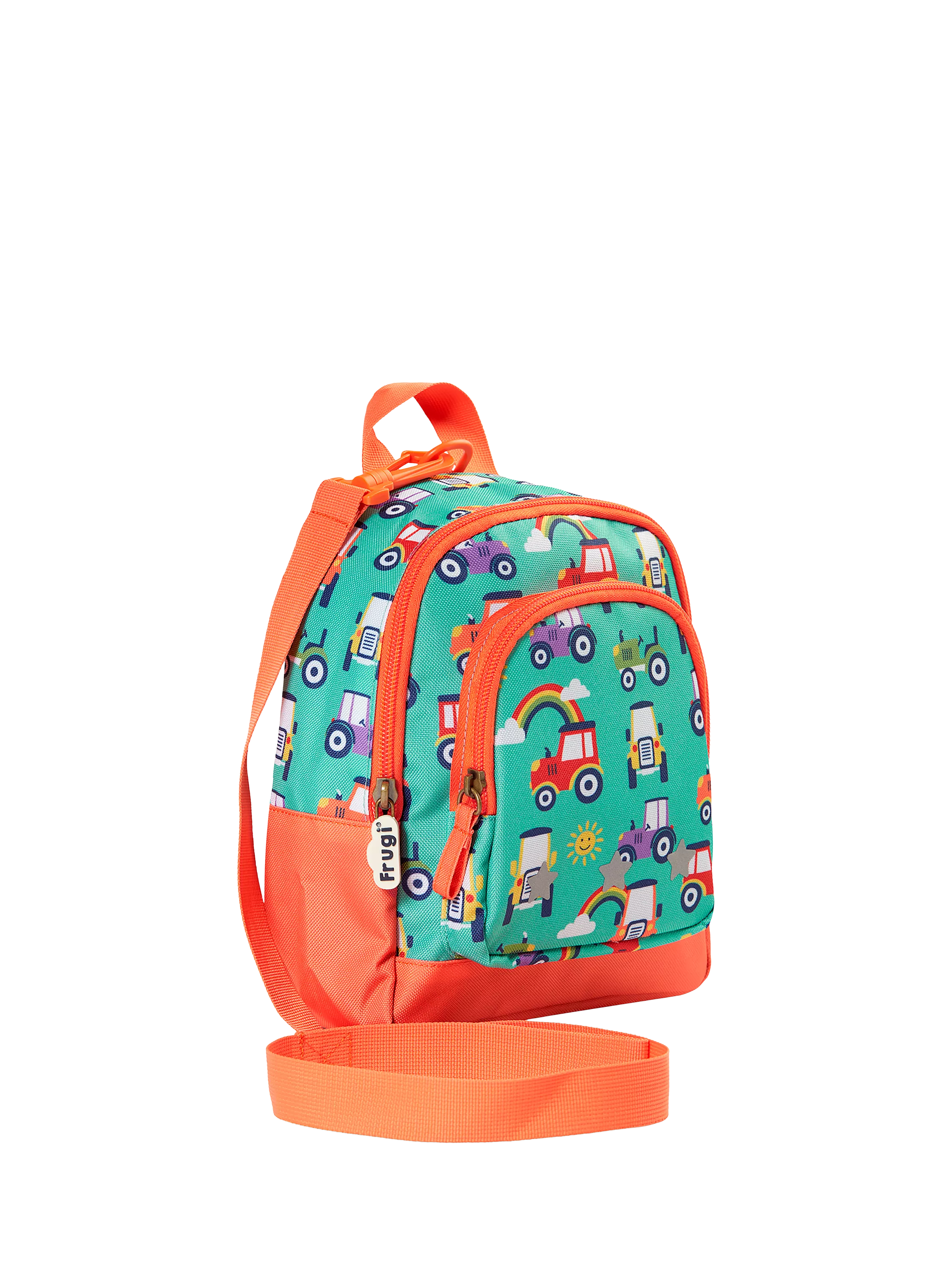 Frugi kids backpack tractor print reflective, UK version