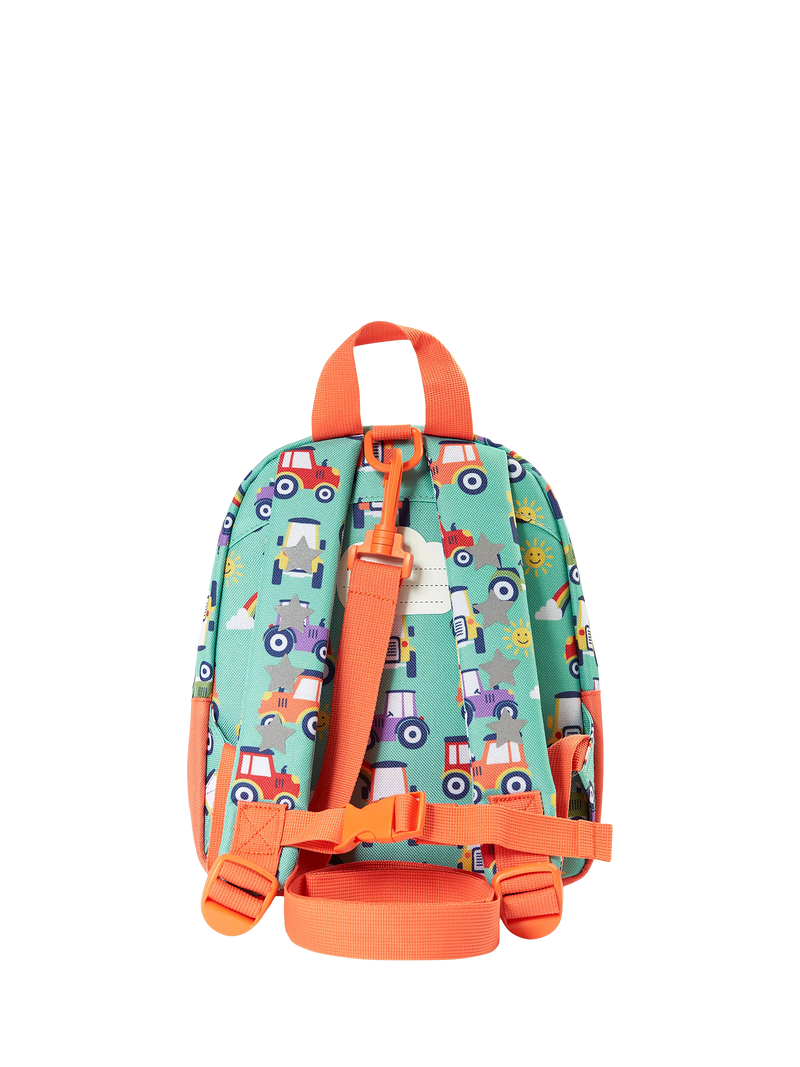 Frugi kids backpack tractor print reflective, UK version