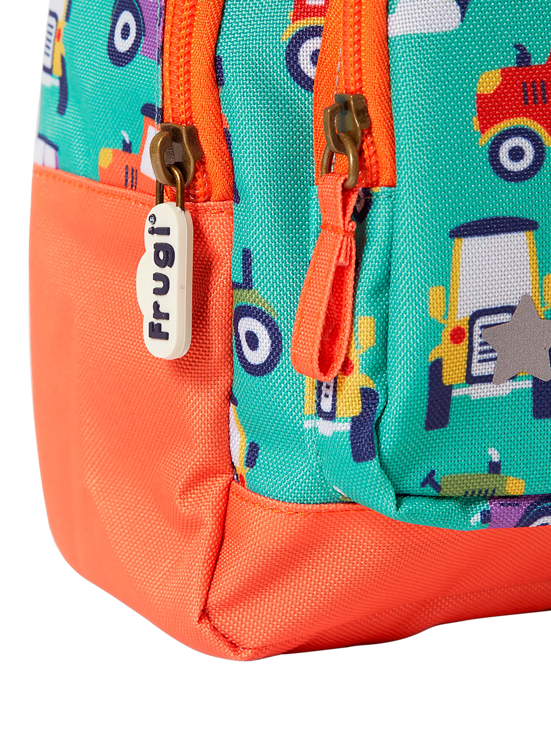 Frugi kids backpack tractor print reflective, UK version