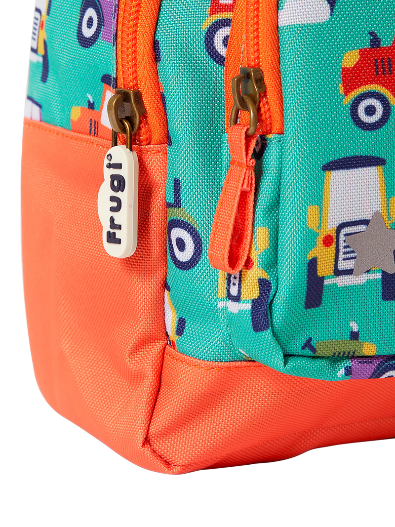 Frugi kids backpack tractor print reflective, UK version