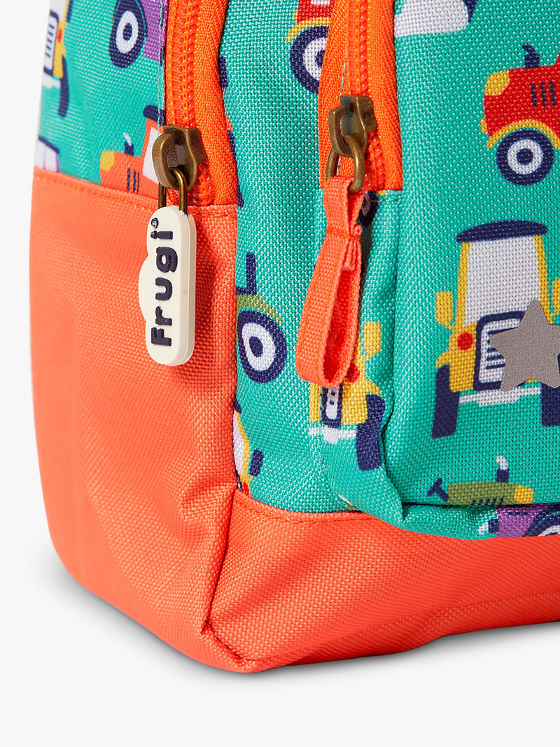 Frugi kids backpack tractor print reflective, UK version
