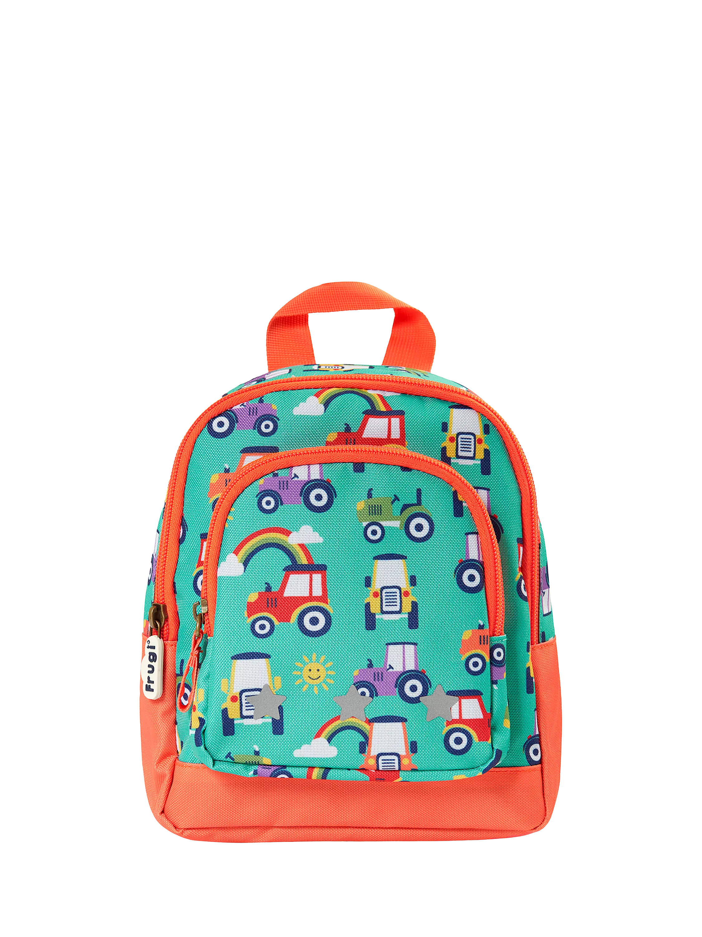 Frugi kids backpack tractor print reflective, UK version