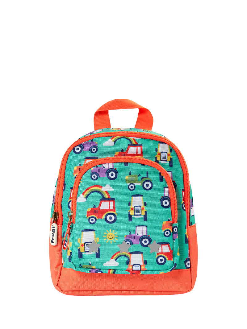 Frugi kids backpack tractor print reflective, UK version
