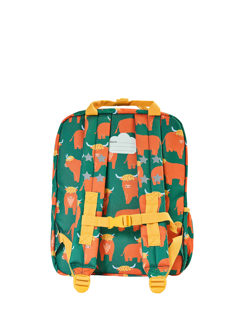 Frugi Explorers children's backpack with cow motif - British product