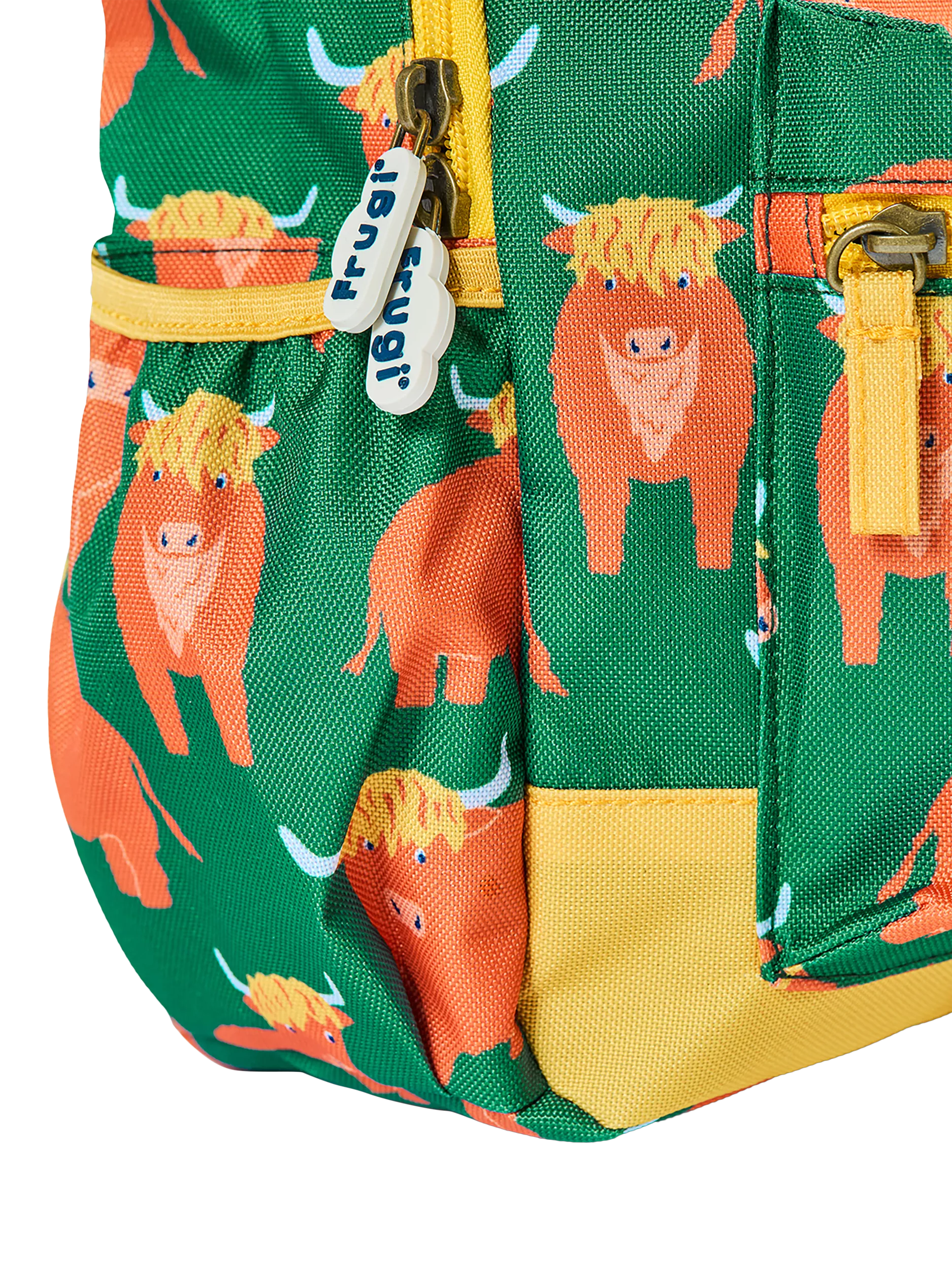 Frugi Explorers children's backpack with cow motif - British product