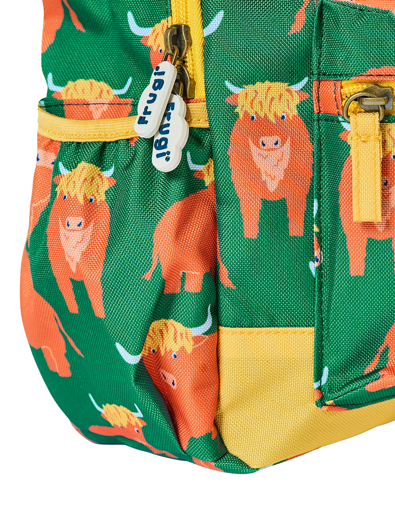 Frugi Explorers children's backpack with cow motif - British product
