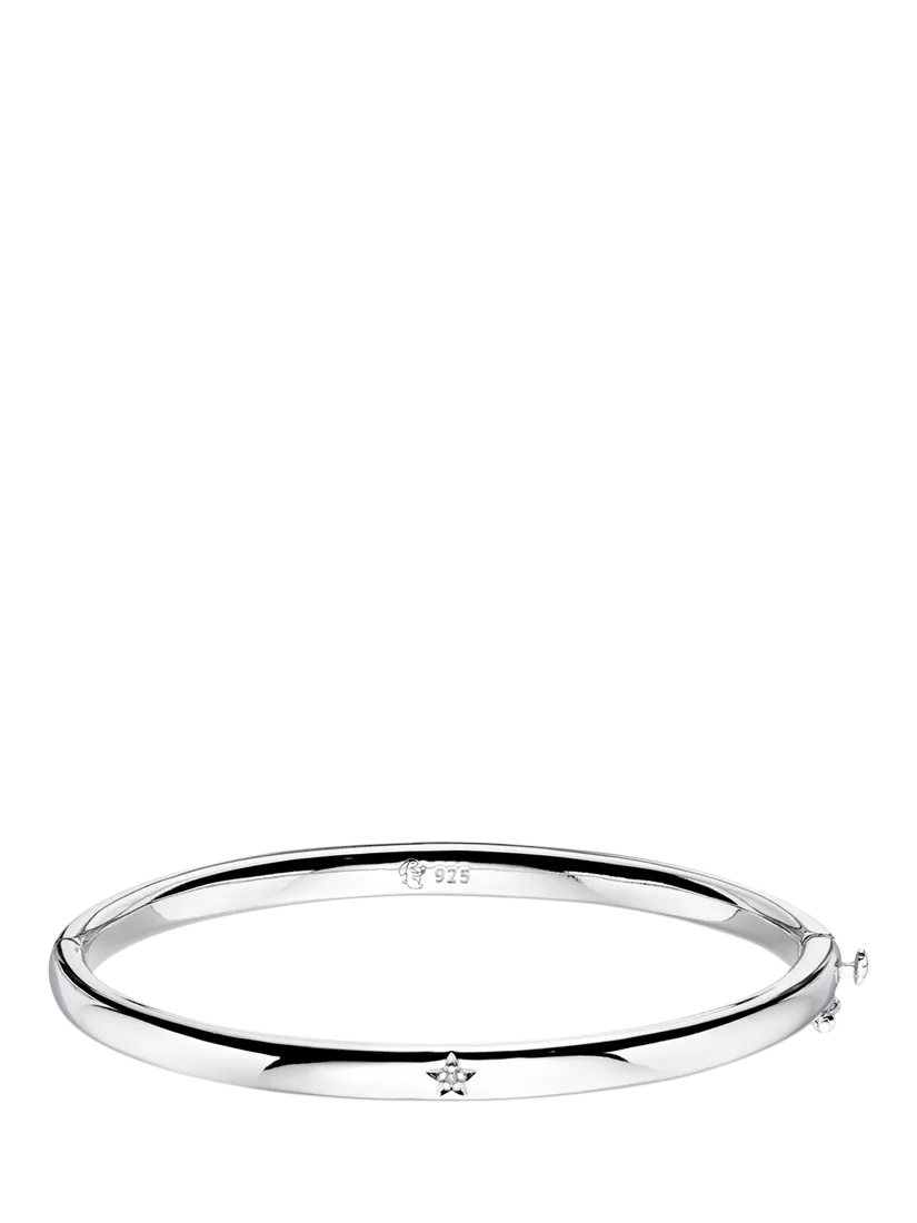 Little Star Kids' Xandra Diamond Star Bangle, Silver