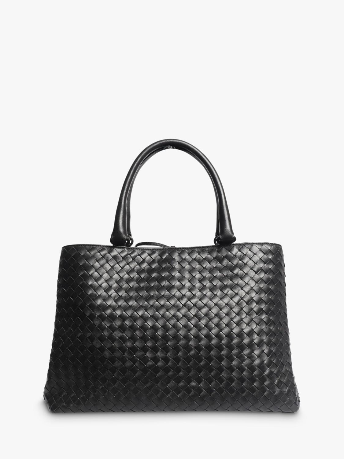 Bottega Veneta black intrecciato leather top handle bag - British product