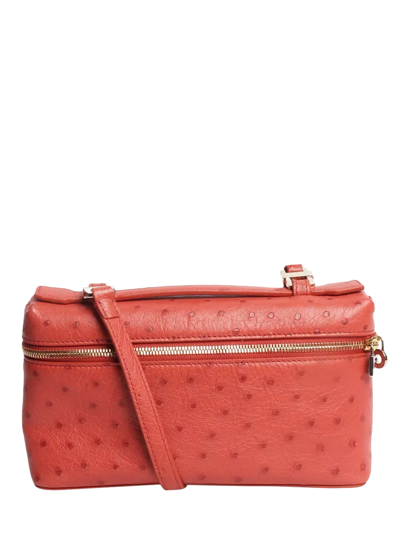 Pre-loved Loro Piana pink ostrich leather crossbody bag (British brand)