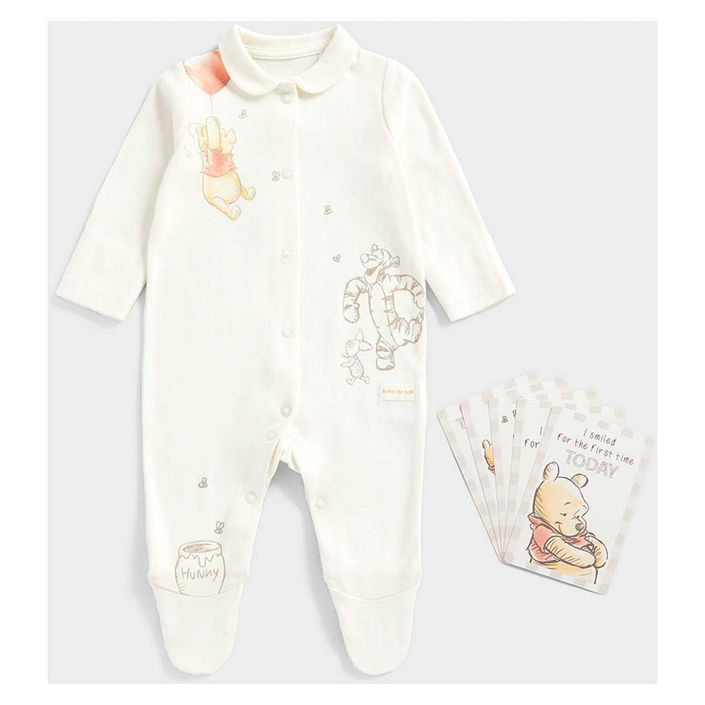 Mothercare Disney Classics Winne the Pooh Sleepsuit and Milestone Card Set