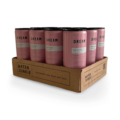 Holland & Barrett Water Junkie Reishi Dream Rhubarb Rose and Vanilla Sparkling Reishi Mushroom Drink 250ml X 12- Buy online at McGrocer