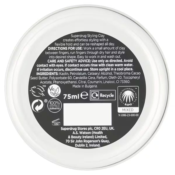 Superdrug men's hair clay matte finish 75ml (British brand)